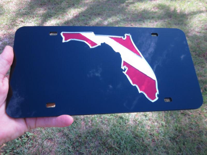 Dive florida mirror acrylic license plate laser cut  chrome tag 