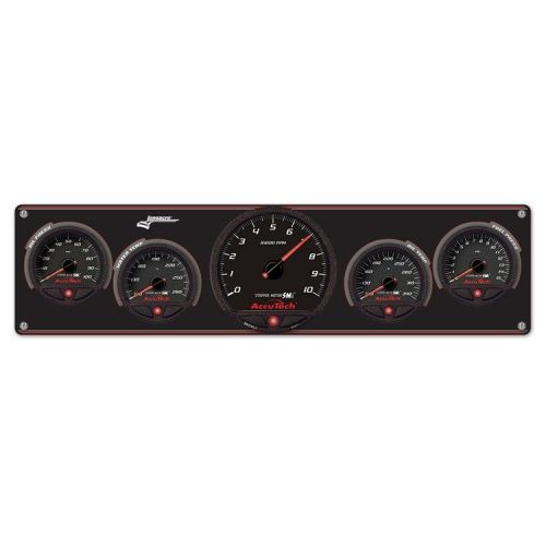 Longacre smi stepper op,wt,ot,fp gauges with memory tach black aluminum panel 11