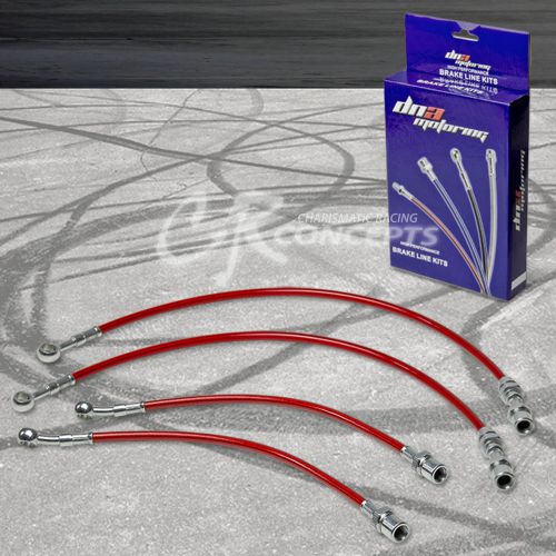 Hi performance stainless steel braid brake line 88-92 corolla e90 ae98 gts red