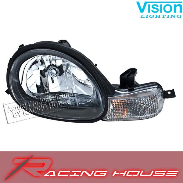 Right passenger side headlight kit unit w/black bezel 2001 dodge neon new