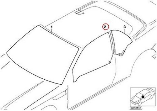 Bmw genuine glazing right green door side window e46 51327049328