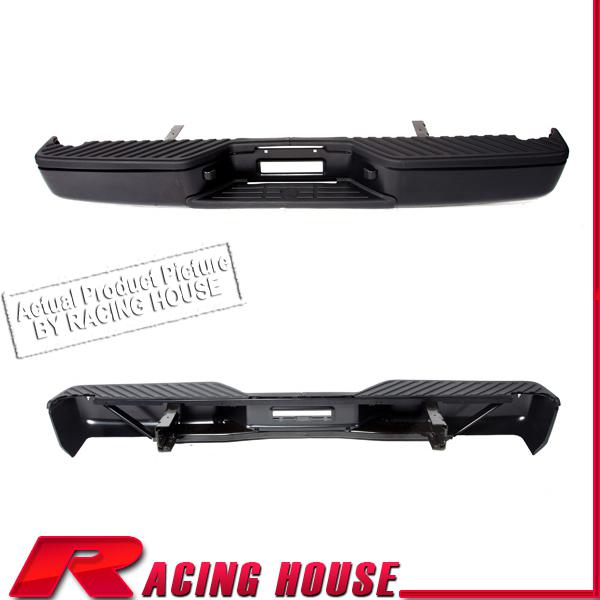 Rear step bumper steel bar w/pad 07-10 nissan titan se no big tow w/o sensor blk