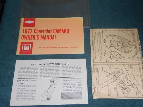 1972 camaro owner&#039;s manual with bonuses--original guide book items z28 &amp; more!