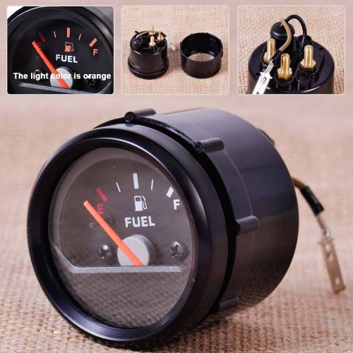 New 2&#034;/52mm 12v motorcycle fuel level gauge meter e-1/2-f pointer black face rim