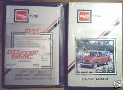 1988 gmc truck safari van owner&#039;s owners glove box manual package 88 oem