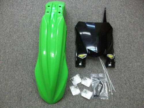 Cycra green 2013 style front fender + stadium number plate kawasaki kx 250f 450f