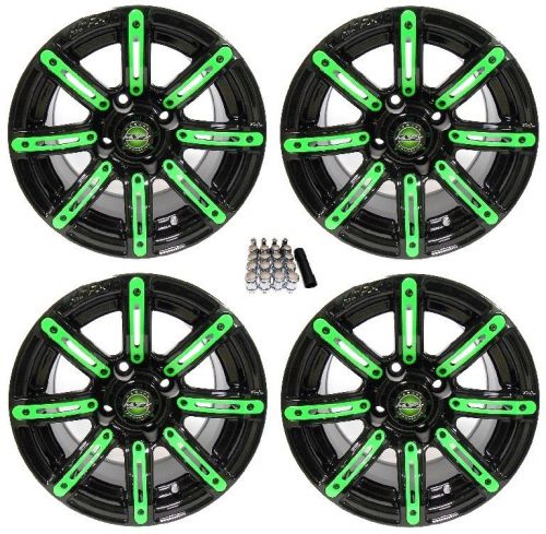 Madjax 14&#034; illusion black/green golf cart wheels/rims yamaha