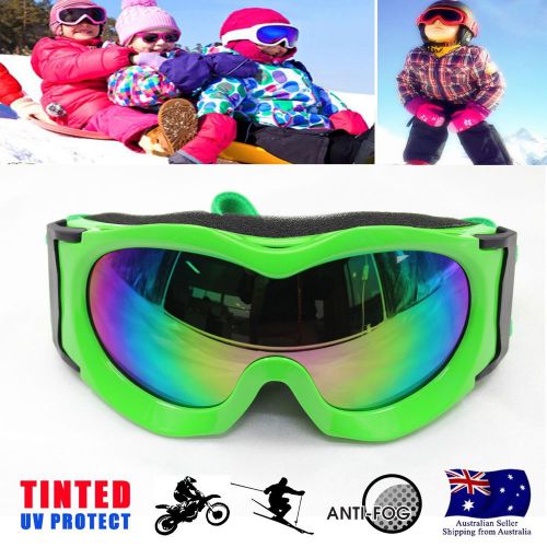 Youth kids boy girl snowboard snow snowmobile ski motocross goggles green frame