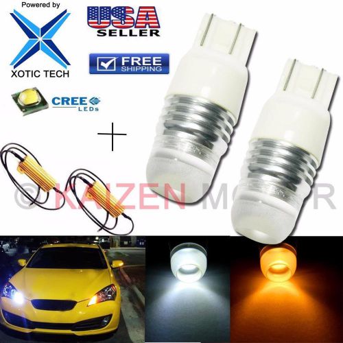 2x high power dual color 7443 switchback led bulbs turn signal lights + resistor