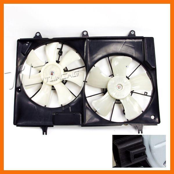 2004-2006 cadillac cts dual a/c condenser fan blade+motor shroud w/o hardware