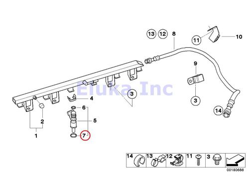 Bmw genuine fuel injection o-ring for fuel injector (8.54 x 3.10 mm) lower e60