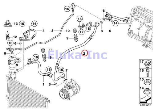 Bmw genuine coolant lines a/c hose - evaporator pipe to compressor e83