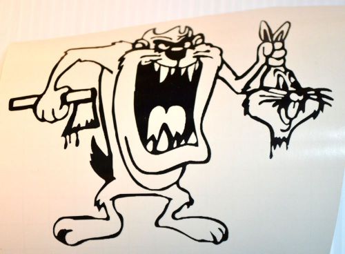 Taz tasmanian devil chops of bugs bunny&#039;s head off vinyl decal window sticker