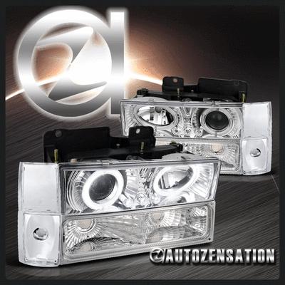 88-93 c10 sierra silverado halo projector headlights+corner bumper lamp