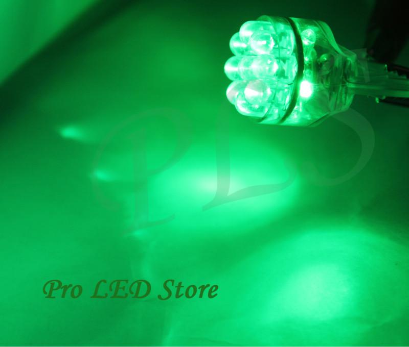 Two pcs 2x 7443 t20 super green 15 led turn signal reverse backup lights bulbs