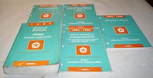 1995 jeep grand cherokee oem service shop manual + diagnostics 5-vol set