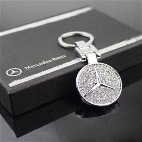 2016 hot sale car double side diamlogo car keychain key holder for mercedes benz