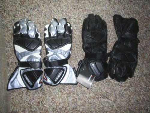 2 pair teknic leather motorcycle gloves kevlar. size m . 1 used 1 new.