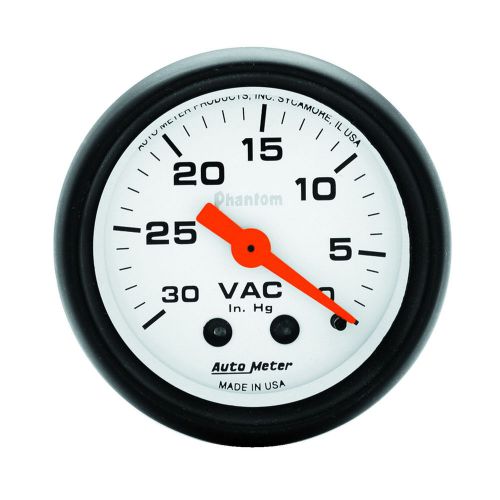 Auto meter 5784 vacuum gauge 2-1/16&#034; white face phantom series 0