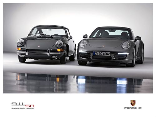 Porsche 911 991 901 50th  anniversary comparison evolution poster (80cm x 60cm)