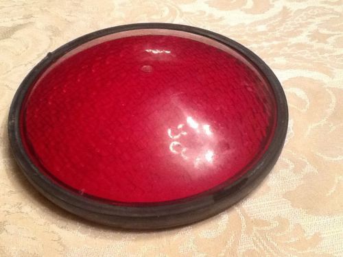 Vintage red concave plastic lens for cars, buses, etc. over 8&#034; diameter