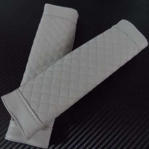 Car seat belt cover shoulder pads leather soft 2pcs set gray