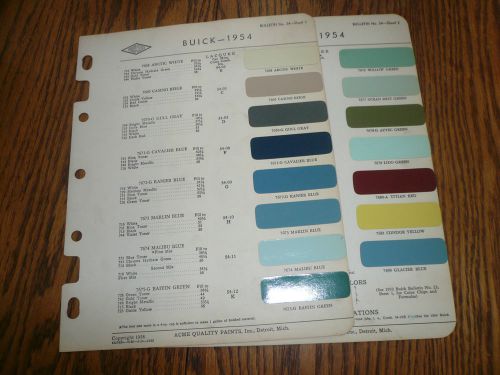 1954 buick acme proxlin color chip paint sample