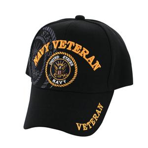 Cap us navy veteran embroidered black cap