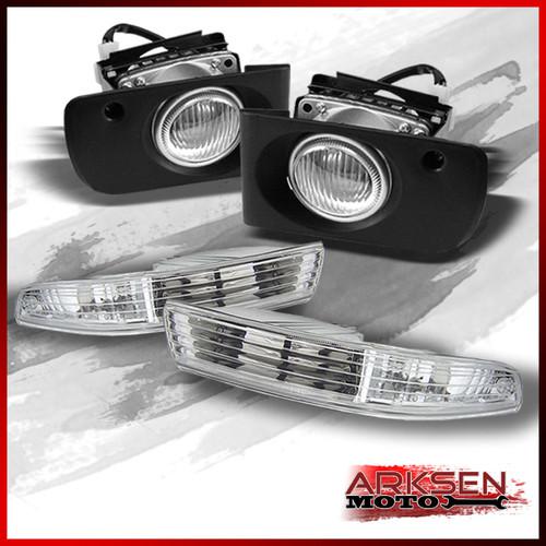 94-97 acura integra clear bumper signal lights +jdm fog lamps w/switch pair set