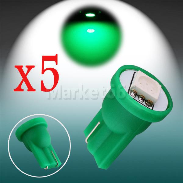 5pcs t10 1 smd 5050 green license plate 194 w5w 1 led car light bulb lamp