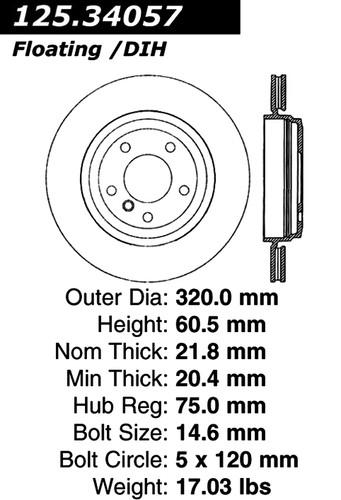 Centric 125.34057 rear brake rotor/disc-high carbon rotor-preferred