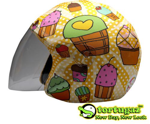 Tortugaz brand new cupcakes helmet cover design open face 3/4 motorcycle