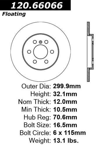 Centric 120.66066 rear brake rotor/disc-premium rotor-preferred