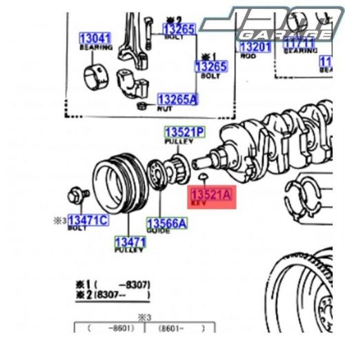 Genuine toyota woodruff key for 12rj engine 9516110519