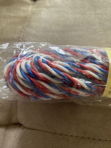 3/16&#034; x 50 ft red white &amp; blue braid nylon rope cord hauling lifting towing