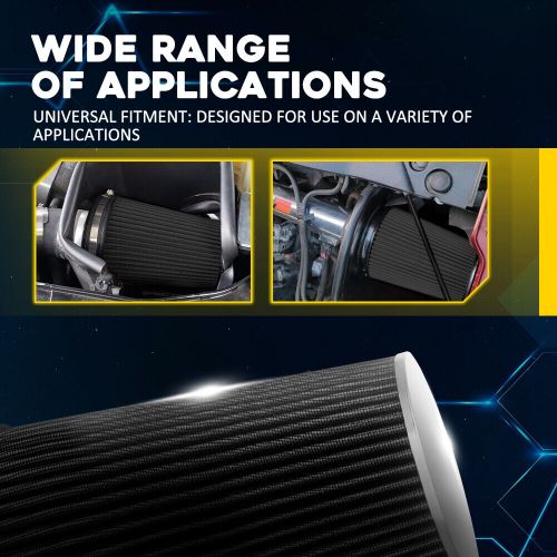 Air intake cone replacement black 6in 152mm inlet truck quality dry air filter