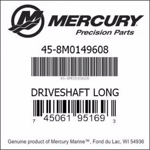 Mercury oem driveshaft long | 8m0149608 new in box