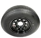Trailer tire on rim st225/75r15 radial lre 6 lug 6 x 5.5&#034; modular black wheel