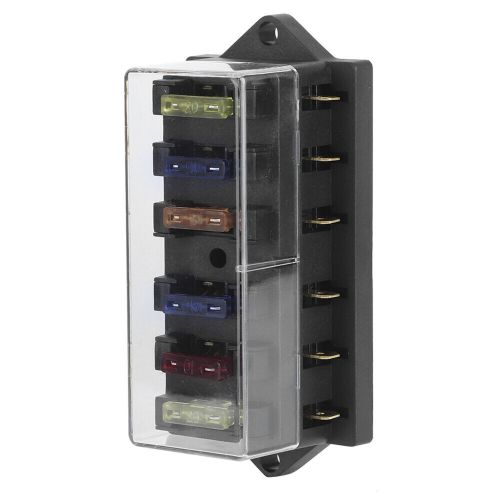 6 way blade fuse holder box 12‑36v 6‑in‑6‑out with 6pcs fuse universal accessory