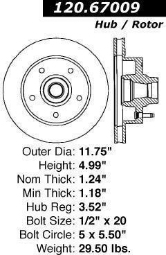 Centric 121.67009 front brake rotor/disc-c-tek standard rotor-preferred