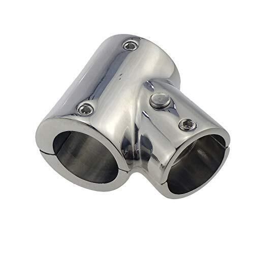 Heavy duty 316 ss polished boat hand rail fitting- 60 degree t/tee hinged/spl...