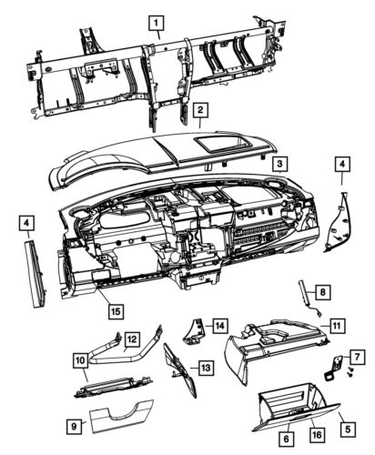 Genuine mopar instrument panel glove box 1ae16bd1ac