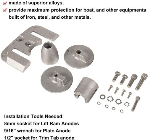 Anode kit aluminum for mercruiser bravo 3 iii 2004-present salt brackish fresh