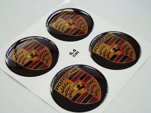 New 4x porsche 6.4cm cap stickers resin car decals cool wheel sport stuttgart