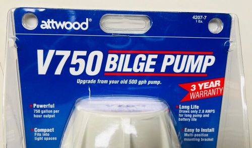 Attwood heavy-duty v750 bilge pump model 4207-7 usa made, nos new