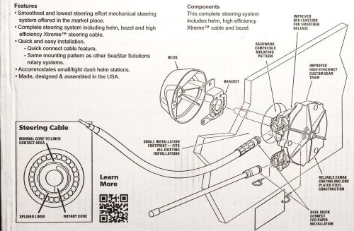 11ft seastar xtreme nfb no feedback mechanical rotary steering kit single cable