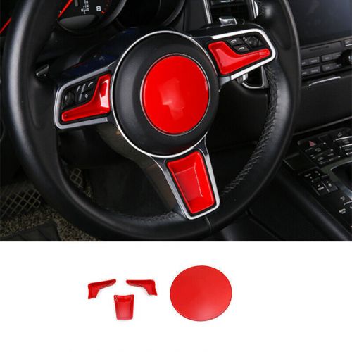 Inner steering wheel cover decor trim fit for porsche macan 2015-2021 bright red