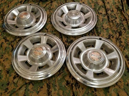 1969 1970 pontiac tempest 14&#034; wheel hub caps lemans firebird pmd oem set of 4