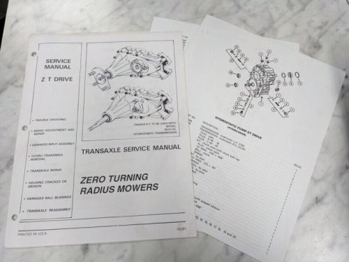 Hydro-gear service manual z t drive transaxle zero turn mower transmission 1991~