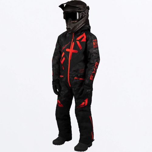 Fxr racing cx child monosuits 2 black camo/red fade